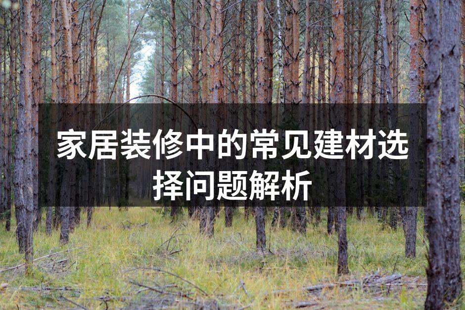 选择合适的建材是装修的关键
