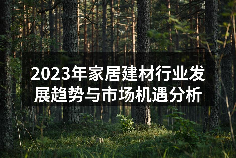 2023年家居建材行业发展趋势与市场机遇分析